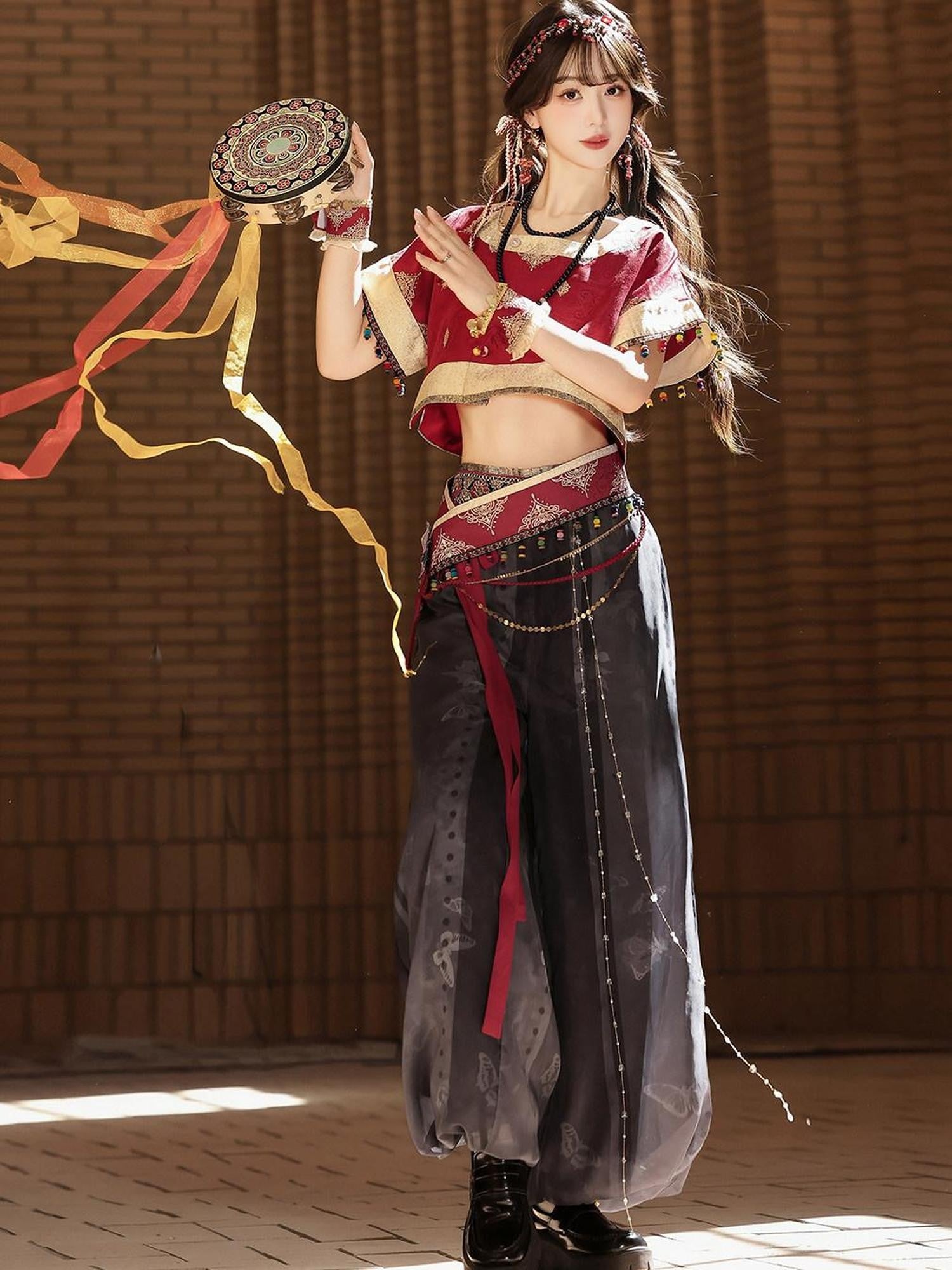 Sweet Promise Dunhuang Exotic Ethnic Hanfu New Chinese Style Women's Full Coordination Sets