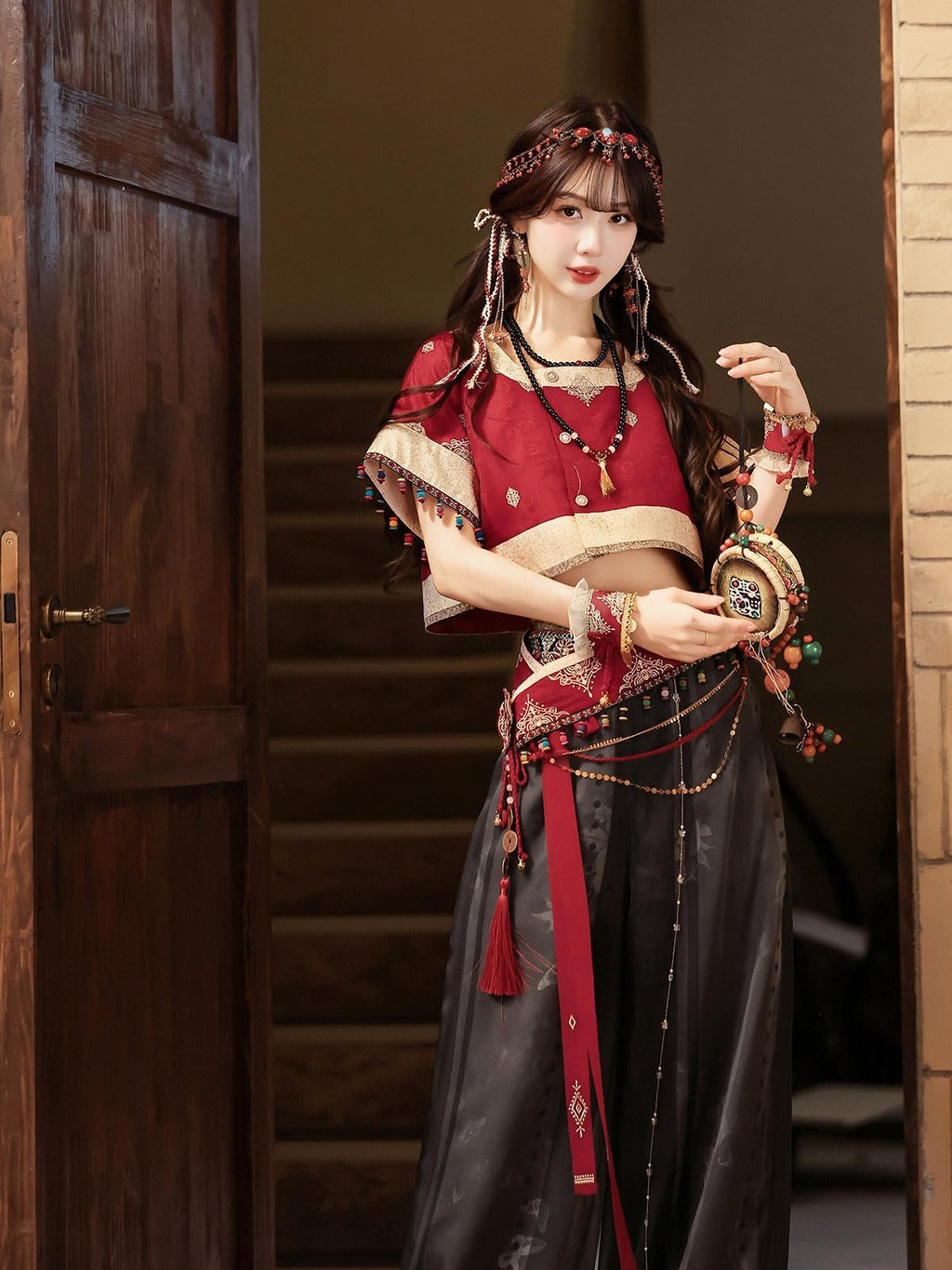 Sweet Promise Dunhuang Exotic Ethnic Hanfu New Chinese Style Women's Full Coordination Sets