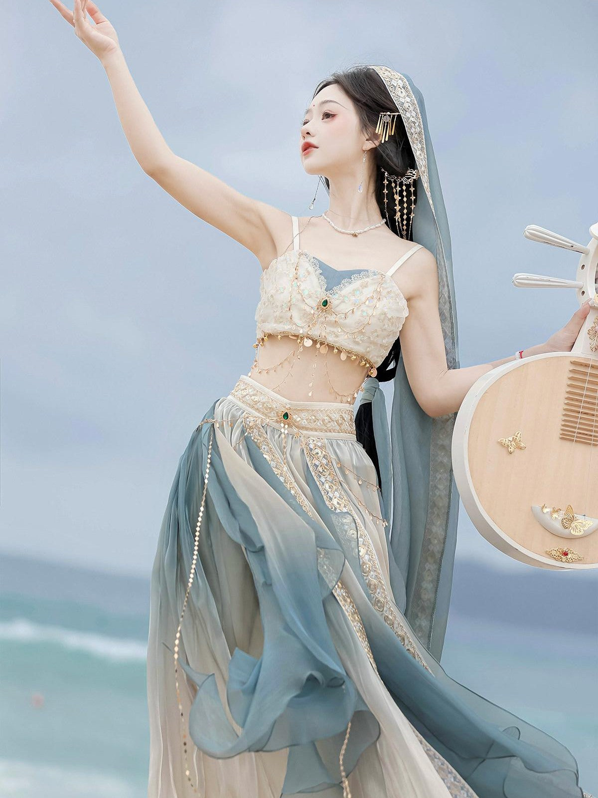 Sweet Promise Dunhuang Flying Apsara Exotic Han Elements Princess Women's Polyester Skirt Sets