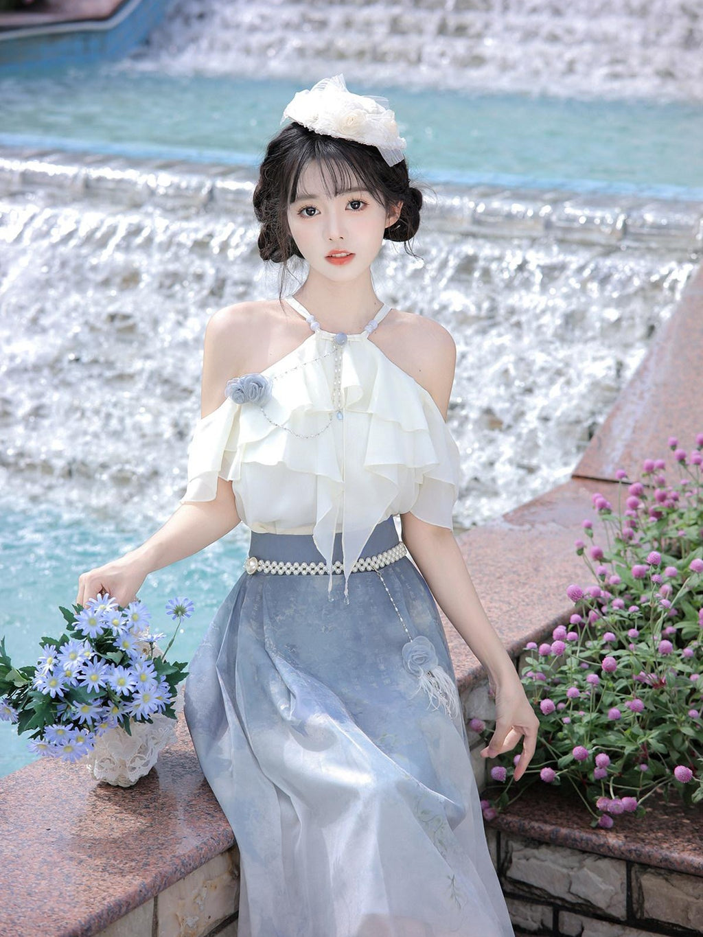Sweet Promise Elegant Chinese Landscape Print Lolita Collar Women's Jsk / Jumper Skirts
