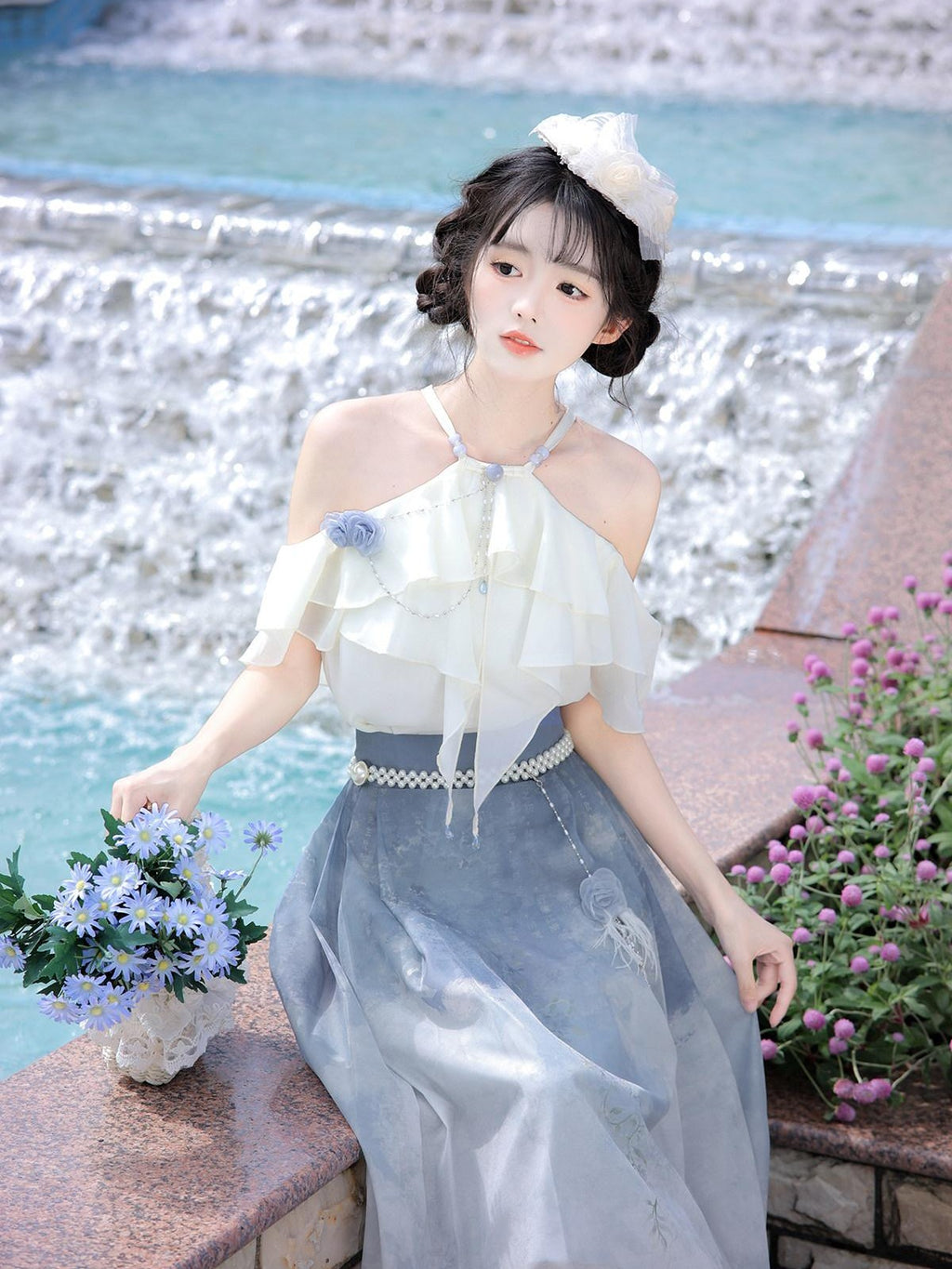Sweet Promise Elegant Chinese Landscape Print Lolita Collar Women's Jsk / Jumper Skirts