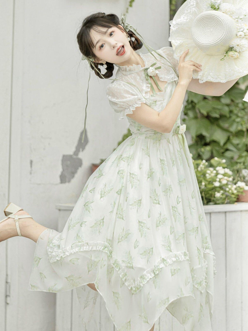 Sweet Promise Elegant Lace Collar Lolita Strap Two Piece Women's Polyester Jsk / Jumper Skirts