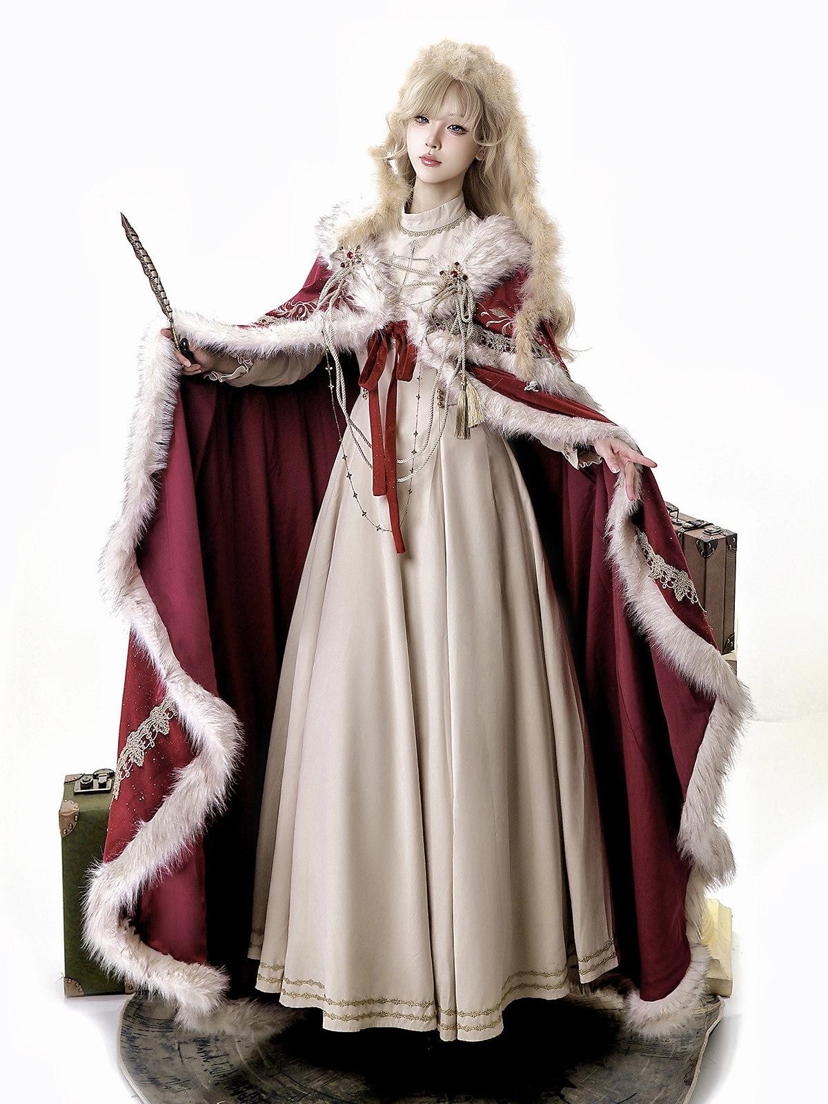 Sweet Promise Elegant Lolita Court Cape Dress Two Piece Round Neck Pendant Women's Op Sets