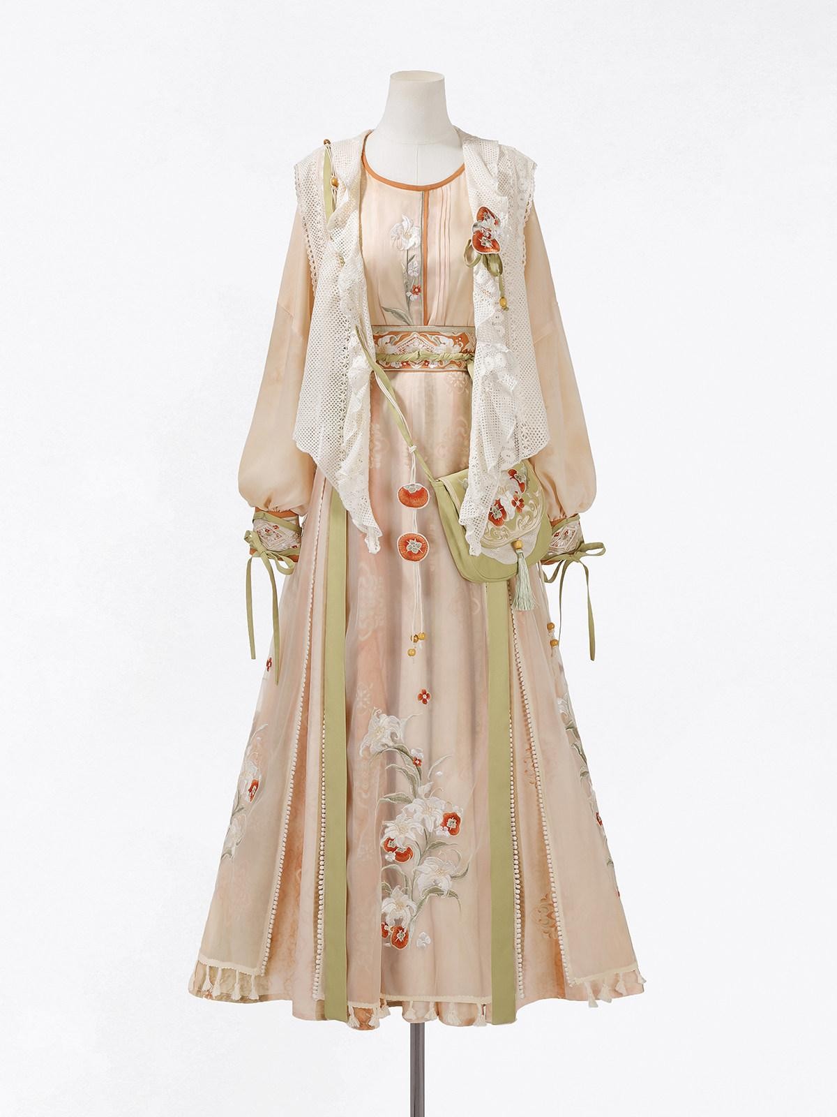 Sweet Promise Ethereal Hanfu Chinese Style Vest Top Broken Hem Skirt Bag Women's Skirt Sets