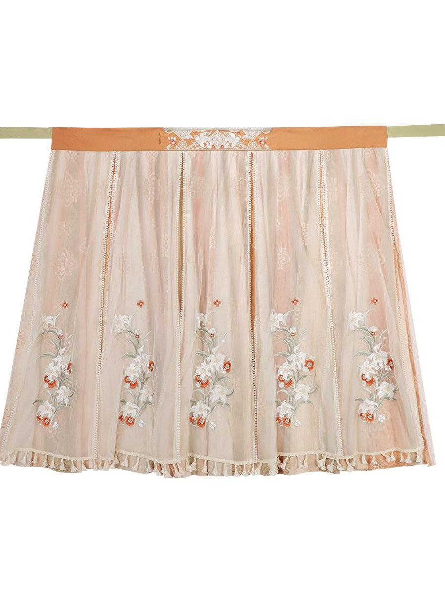 Sweet Promise Ethereal Hanfu Chinese Style Vest Top Broken Hem Skirt Bag Women's Skirt Sets