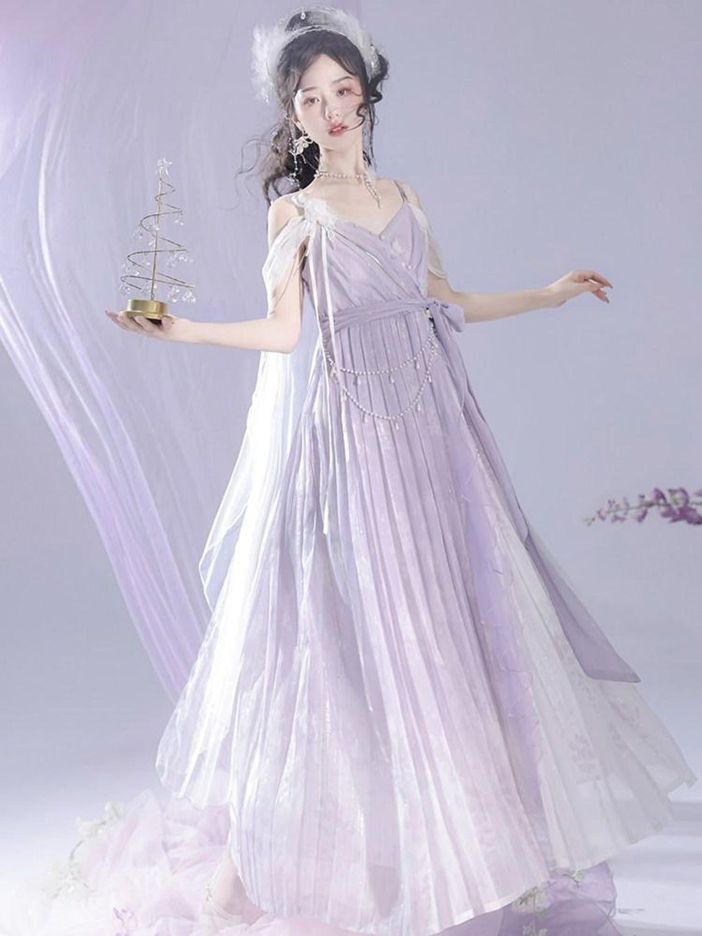 Sweet Promise Ethereal Lolita Han Elements Chinese Style V-neck Women's Jsk / Jumper Skirts