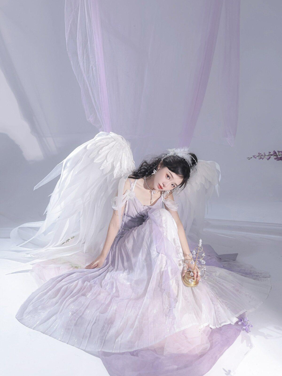 Sweet Promise Ethereal Lolita Han Elements Chinese Style V-neck Women's Jsk / Jumper Skirts