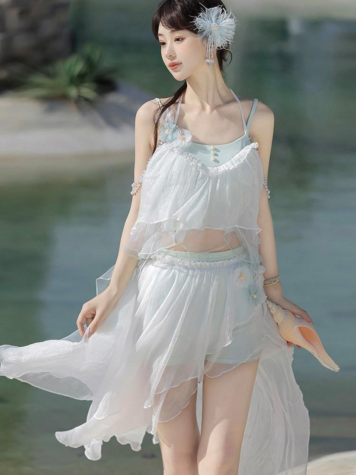 Sweet Promise Ethereal Lolita Sweet Cute Women's Beach Swim Set Full Coordination Sets