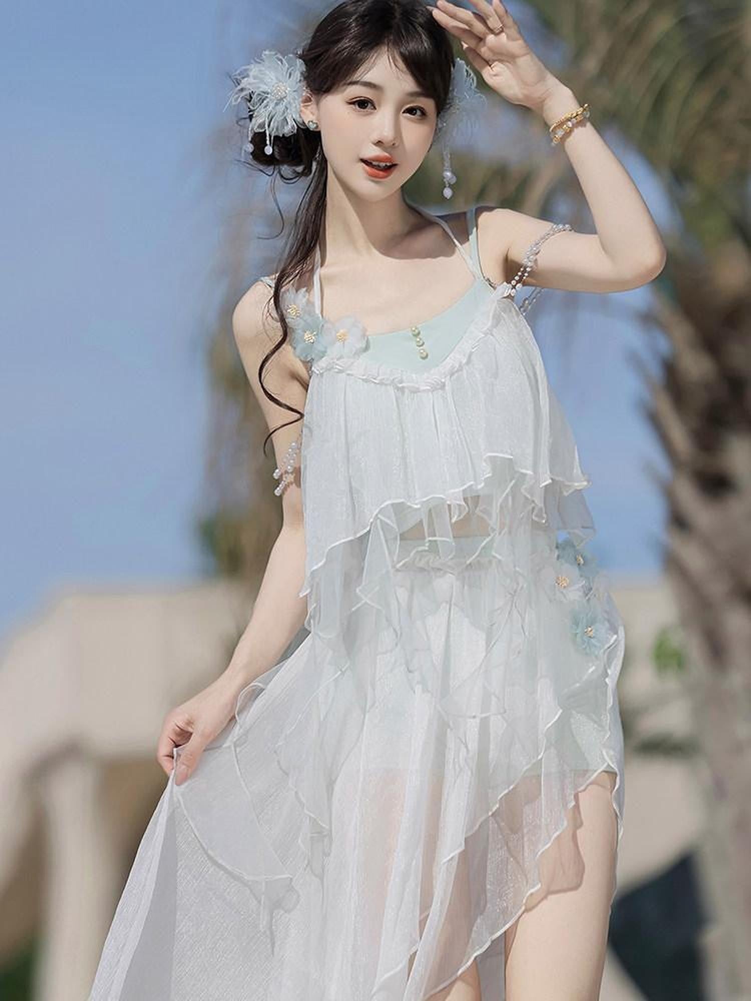 Sweet Promise Ethereal Lolita Sweet Cute Women's Beach Swim Set Full Coordination Sets