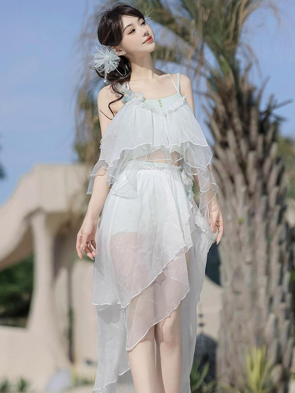 Sweet Promise Ethereal Lolita Sweet Cute Women's Beach Swim Set Full Coordination Sets