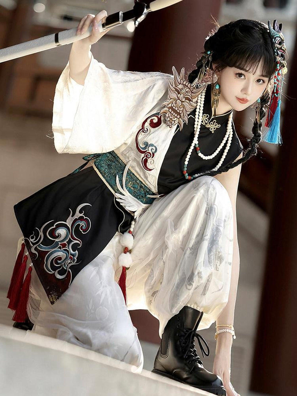 Sweet Promise Ethnic Lolita Modified Neutral Slim Mid Waist Women's Full Coordination Sets