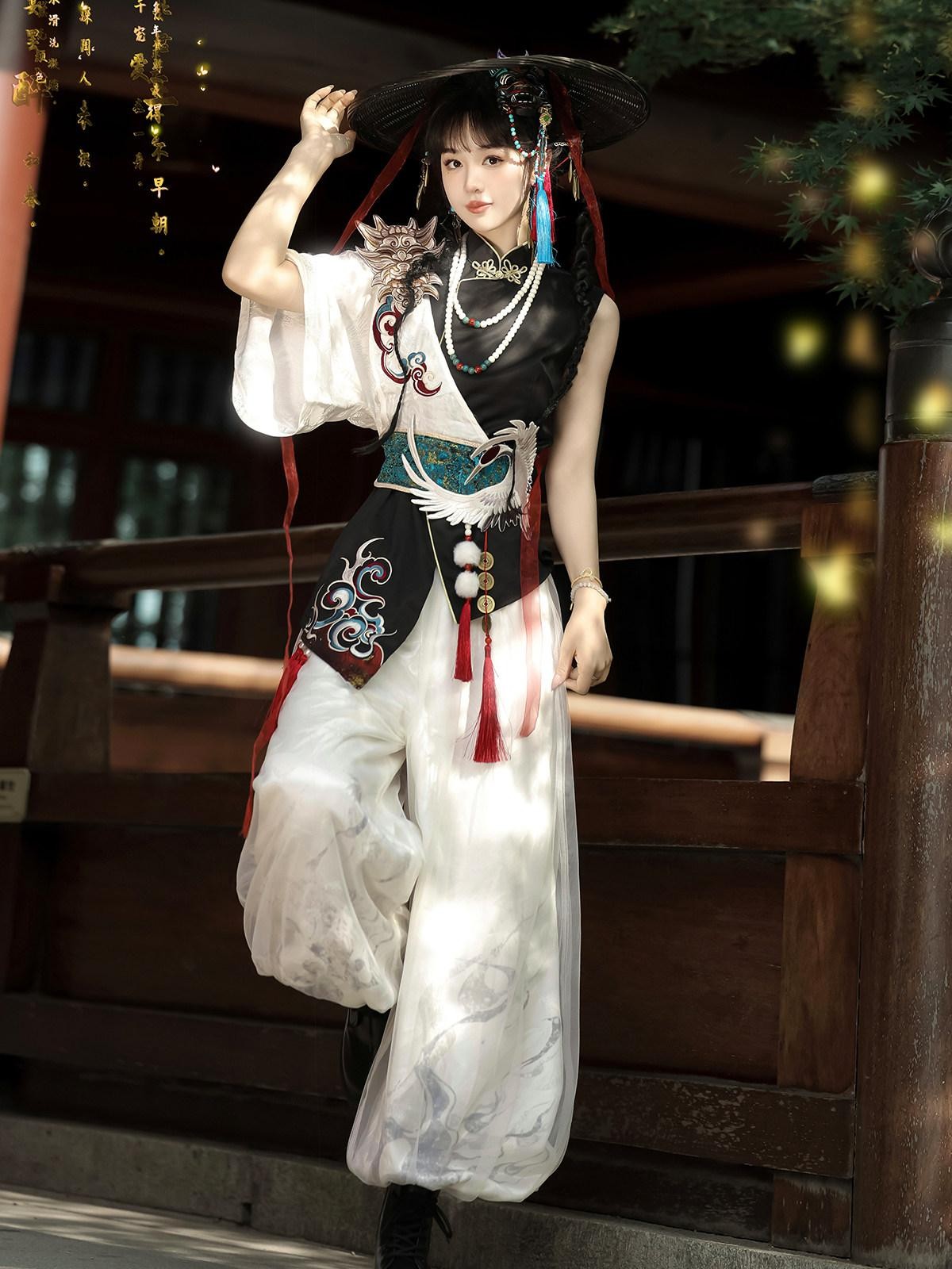 Sweet Promise Ethnic Lolita Modified Neutral Slim Mid Waist Women's Full Coordination Sets