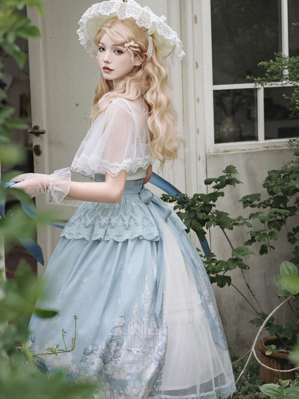 Sweet Promise Floral Bridal Lolita Palace Princess Camisole Skirt Women's Short Sleeve Op
