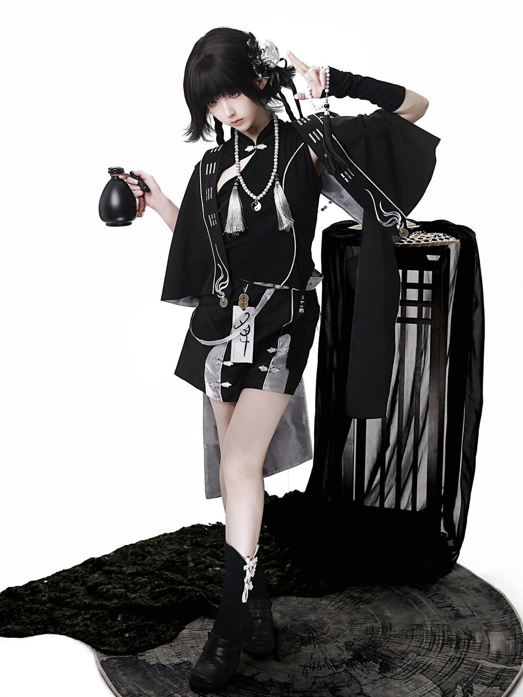 Sweet Promise Gothic Lolita Stand Collar Androgynous Women's Four Piece Full Coordination Sets