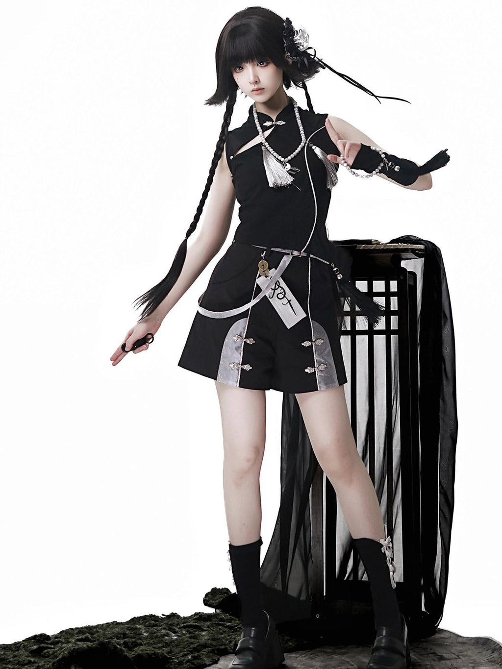 Sweet Promise Gothic Lolita Stand Collar Androgynous Women's Four Piece Full Coordination Sets