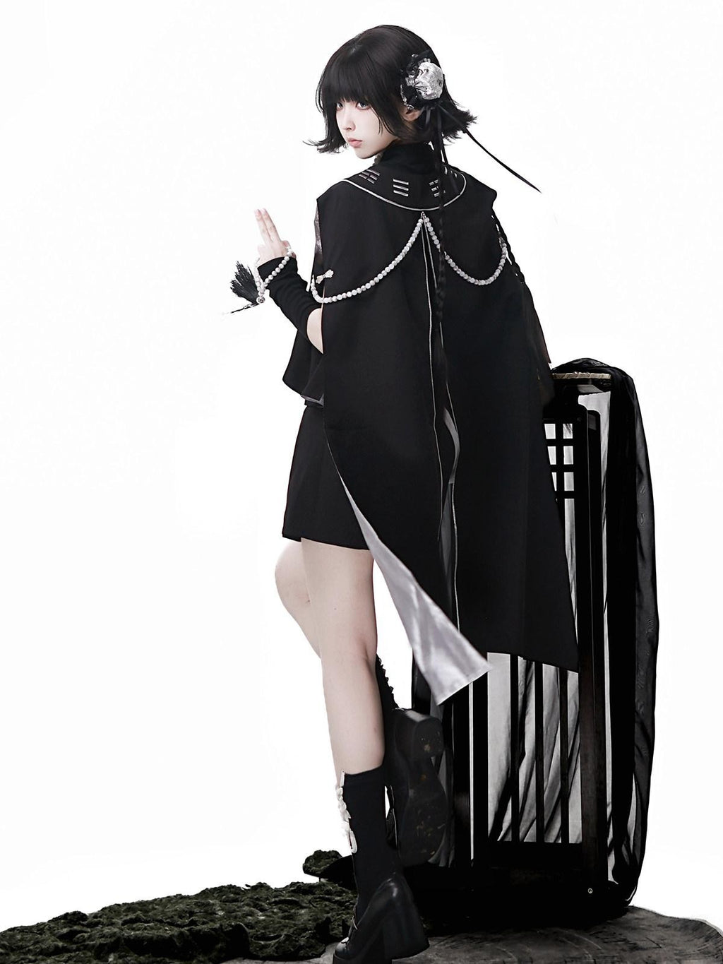 Sweet Promise Gothic Lolita Stand Collar Androgynous Women's Four Piece Full Coordination Sets