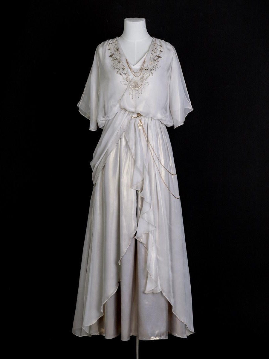 Sweet Promise Greek Goddess Lolita A Line V-neck Cape Set Women's Jsk / Jumper Skirts