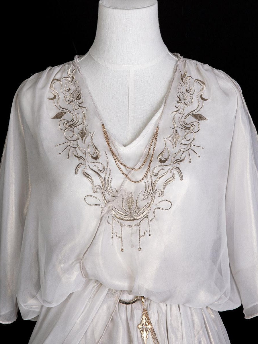 Sweet Promise Greek Goddess Lolita A Line V-neck Cape Set Women's Jsk / Jumper Skirts