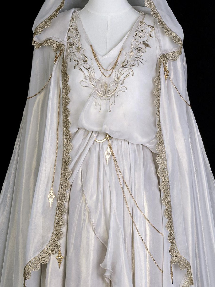 Sweet Promise Greek Goddess Lolita A Line V-neck Cape Set Women's Jsk / Jumper Skirts
