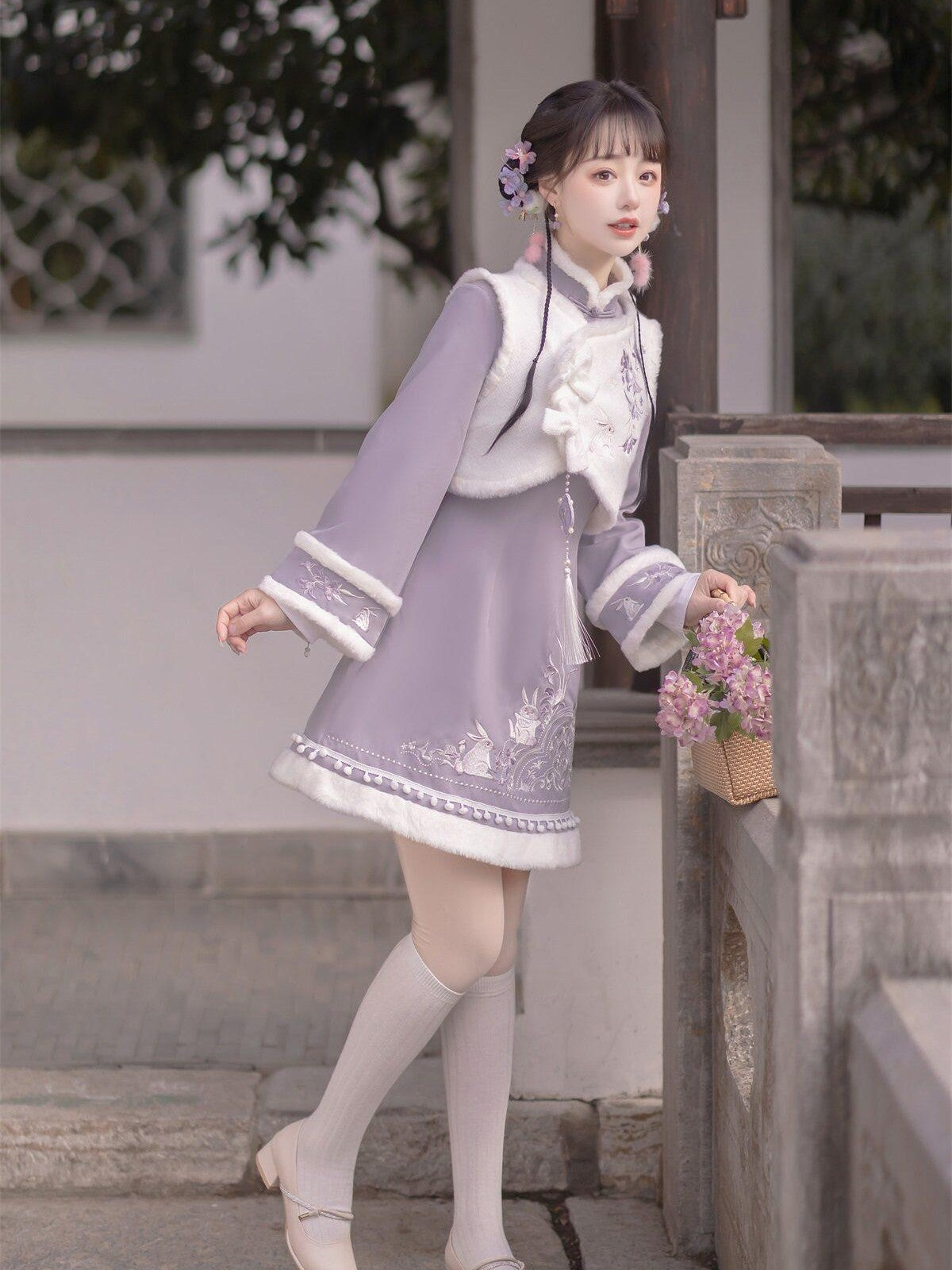Sweet Promise Han Cheongsam Lolita Two Piece Women's Polyester Full Coordination Sets