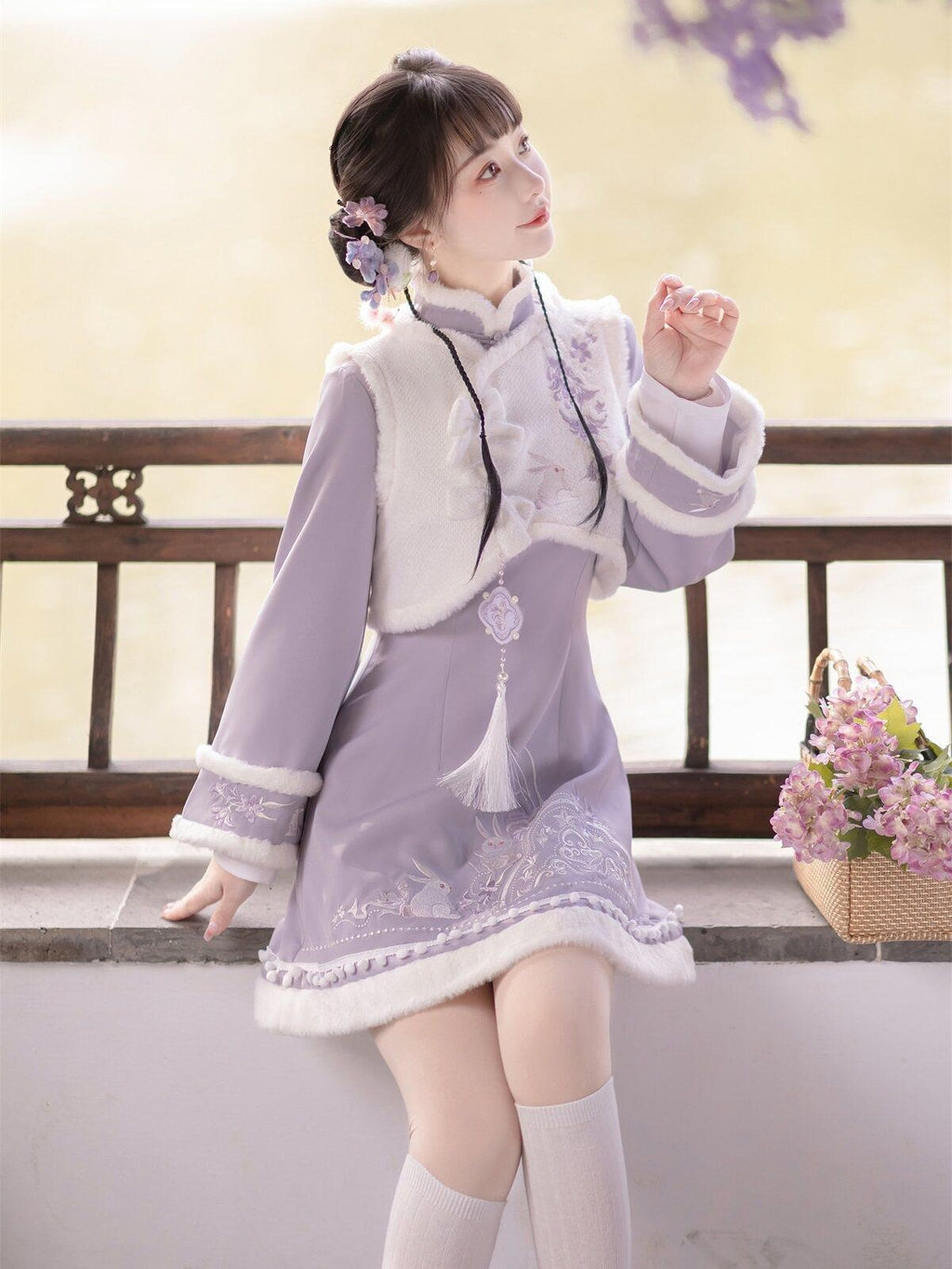 Sweet Promise Han Cheongsam Lolita Two Piece Women's Polyester Full Coordination Sets