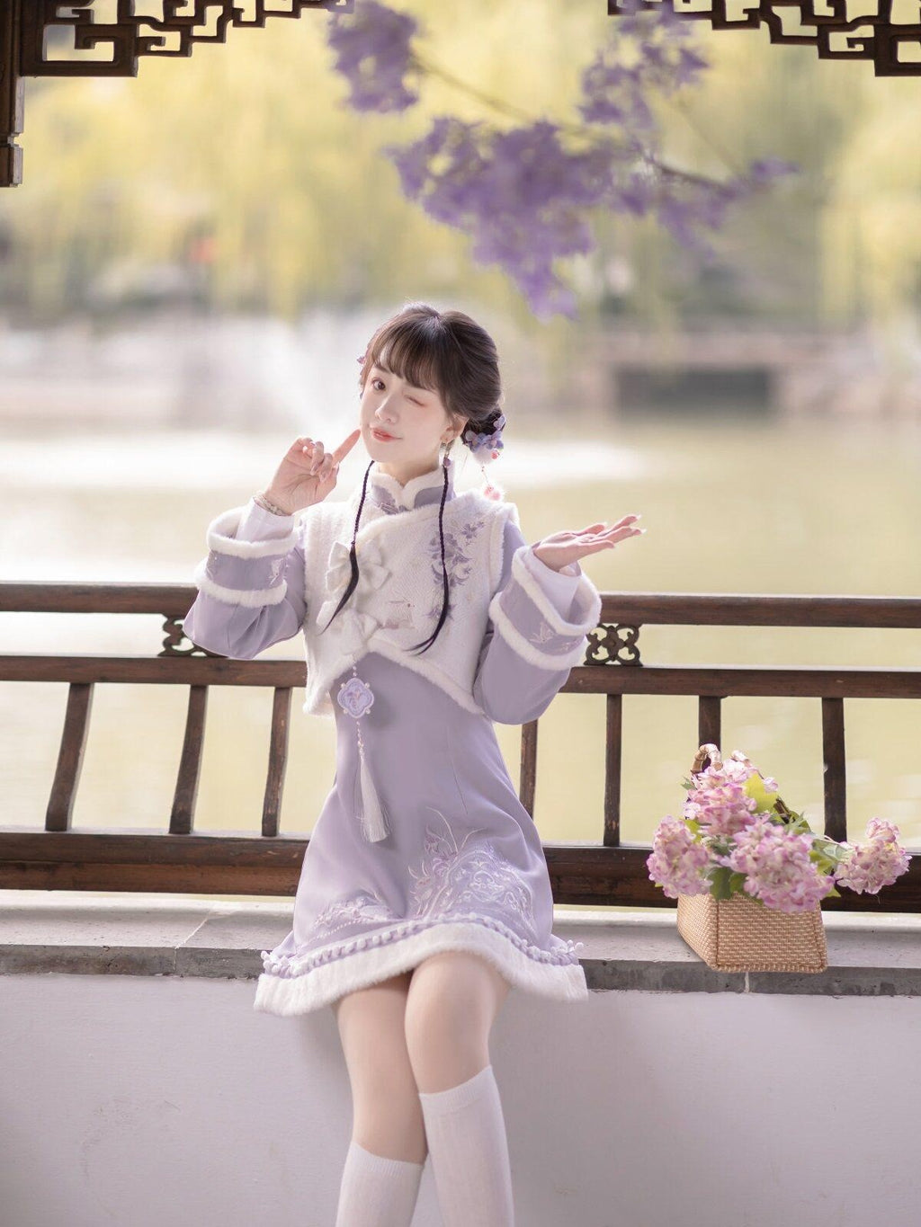 Sweet Promise Han Cheongsam Lolita Two Piece Women's Polyester Full Coordination Sets