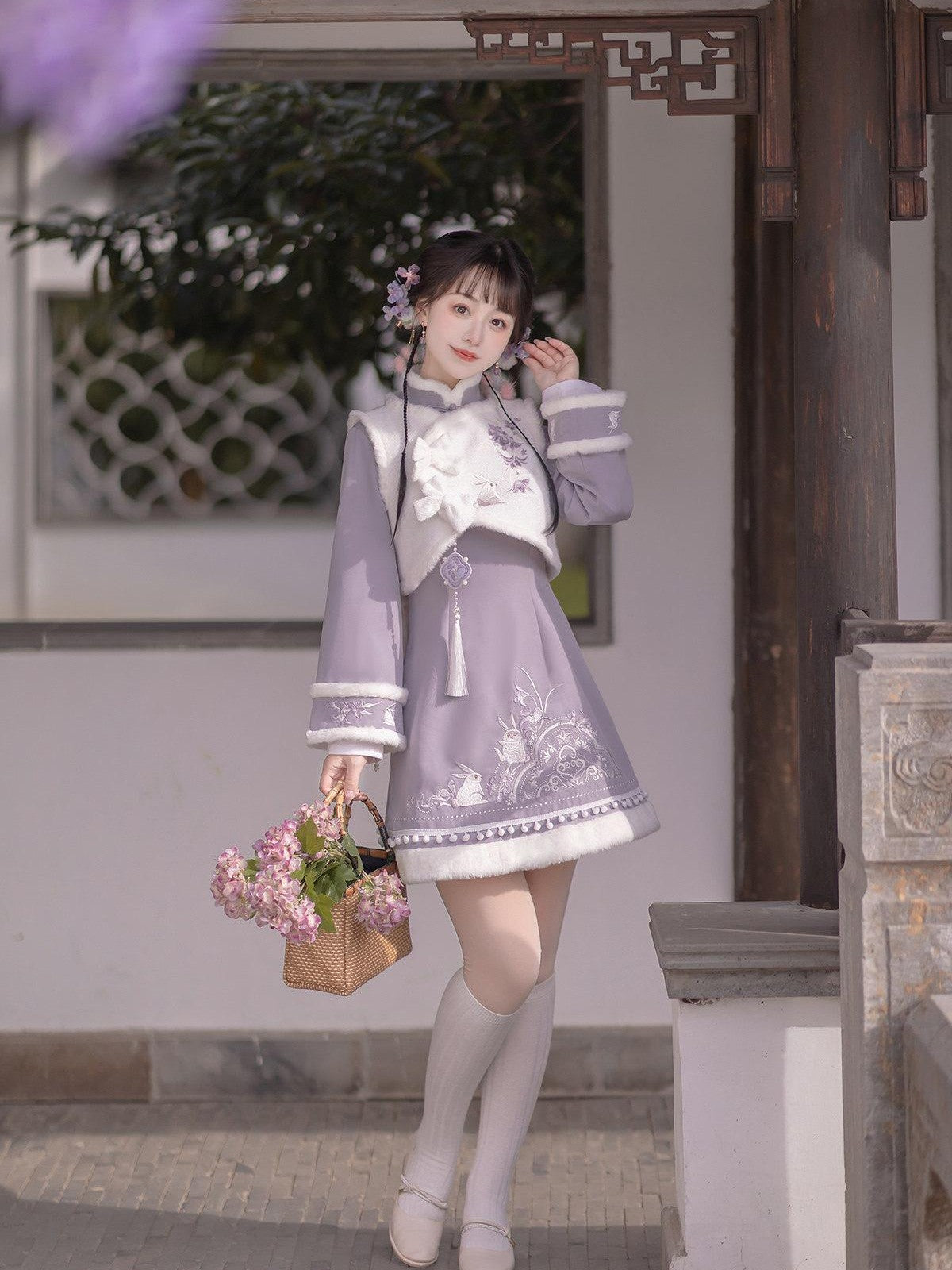 Sweet Promise Han Cheongsam Lolita Two Piece Women's Polyester Full Coordination Sets