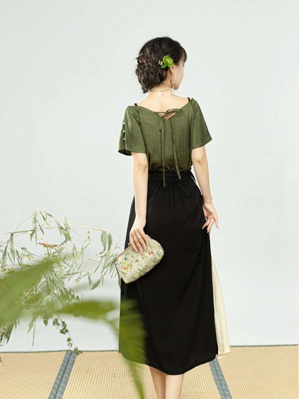 Sweet Promise Han Element Lolita V-neck High Waist Three Piece Women's Polyester Skirt Sets