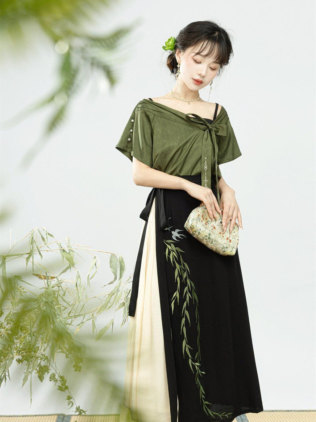 Sweet Promise Han Element Lolita V-neck High Waist Three Piece Women's Polyester Skirt Sets