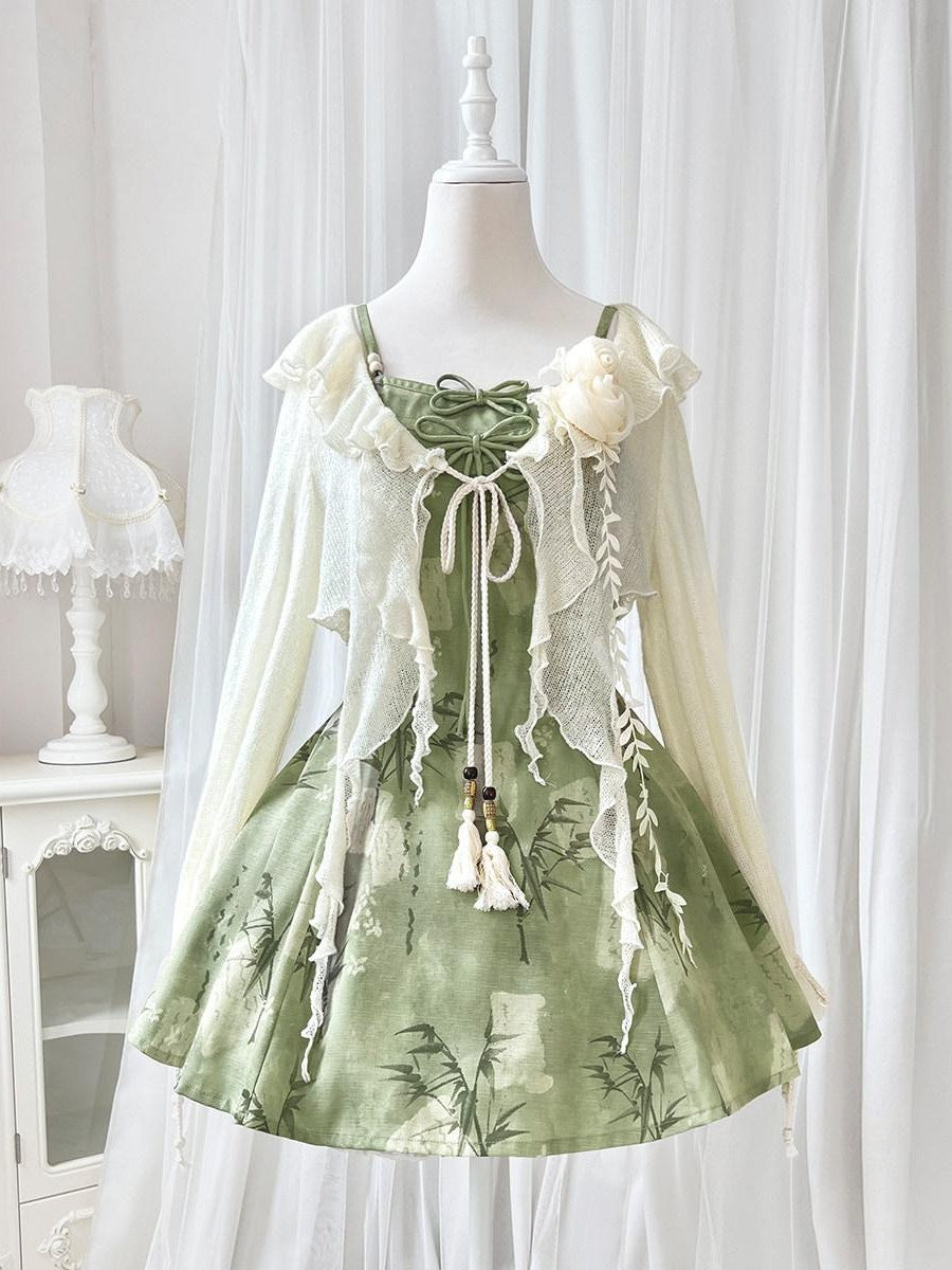 Sweet Promise Han Elements Two Piece V-neck A Line Waist Women's Polyester Jsk / Jumper Skirts