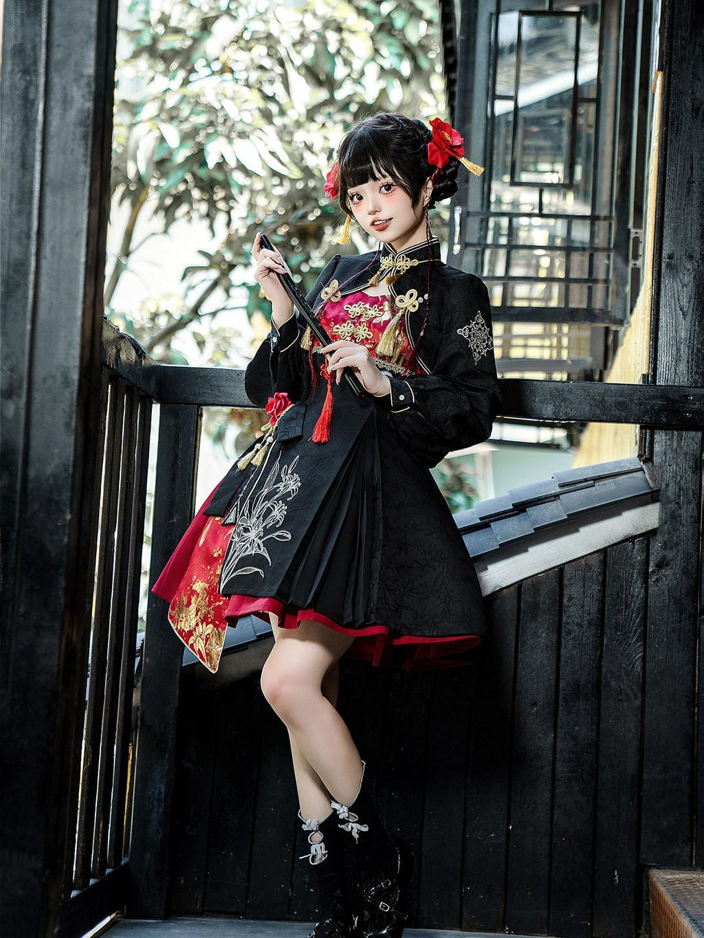 Sweet Promise Han Gothic Lolita Cheongsam Collar Women's Polyester Jsk / Jumper Skirts