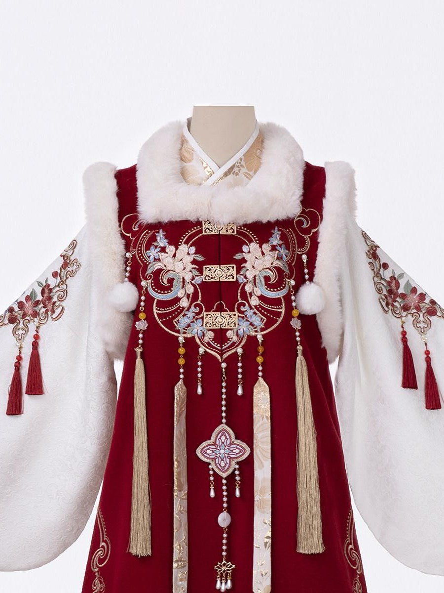 Sweet Promise Hanfu Armor Vest Cross Collar Horse Face Skirt Women's Polyester Skirt Sets