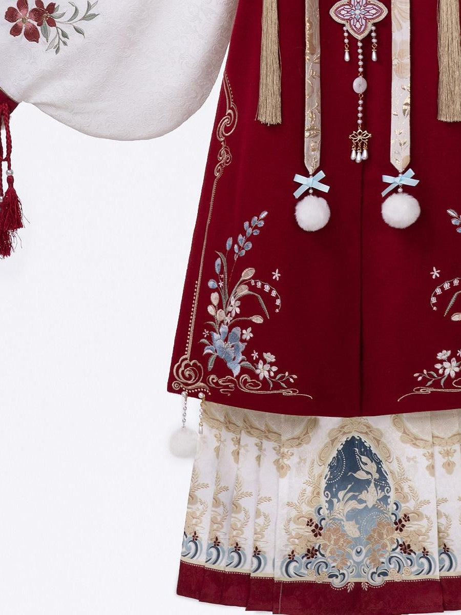 Sweet Promise Hanfu Armor Vest Cross Collar Horse Face Skirt Women's Polyester Skirt Sets