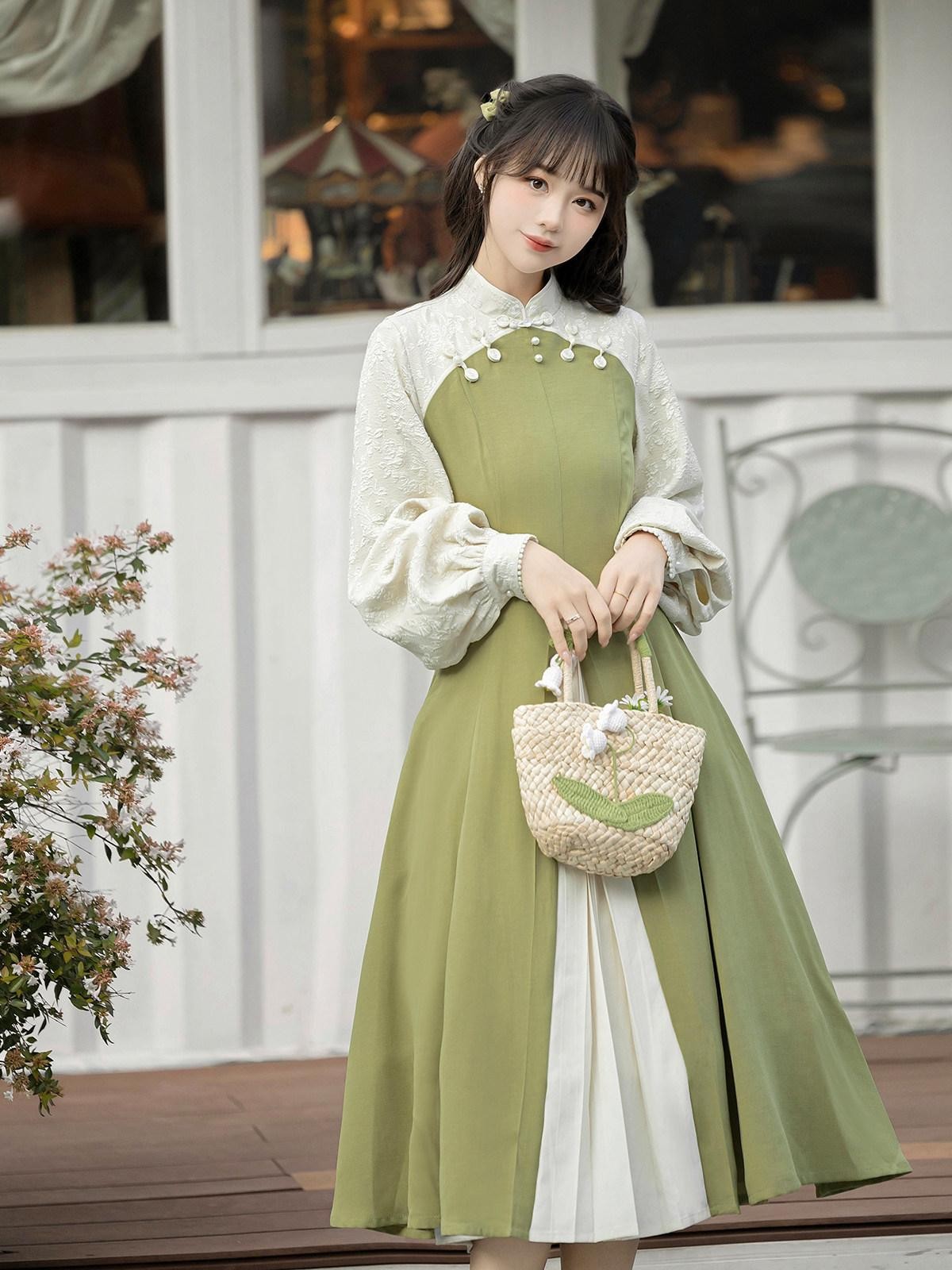 Sweet Promise Hanfu Lolita Cloak Set Doll Collar A Line Women's Long Sleeve Op