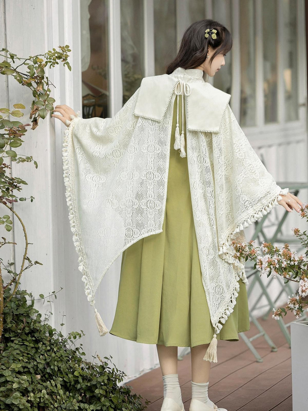 Sweet Promise Hanfu Lolita Cloak Set Doll Collar A Line Women's Long Sleeve Op
