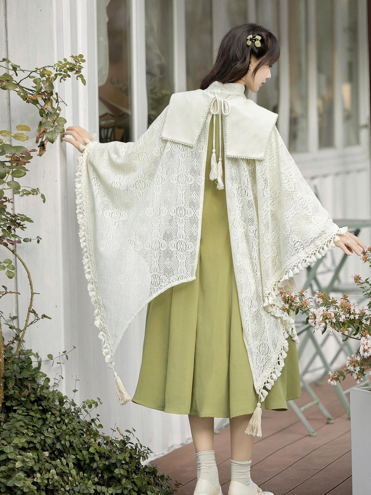 Sweet Promise Hanfu Lolita Cloak Set Doll Collar A Line Women's Long Sleeve Op