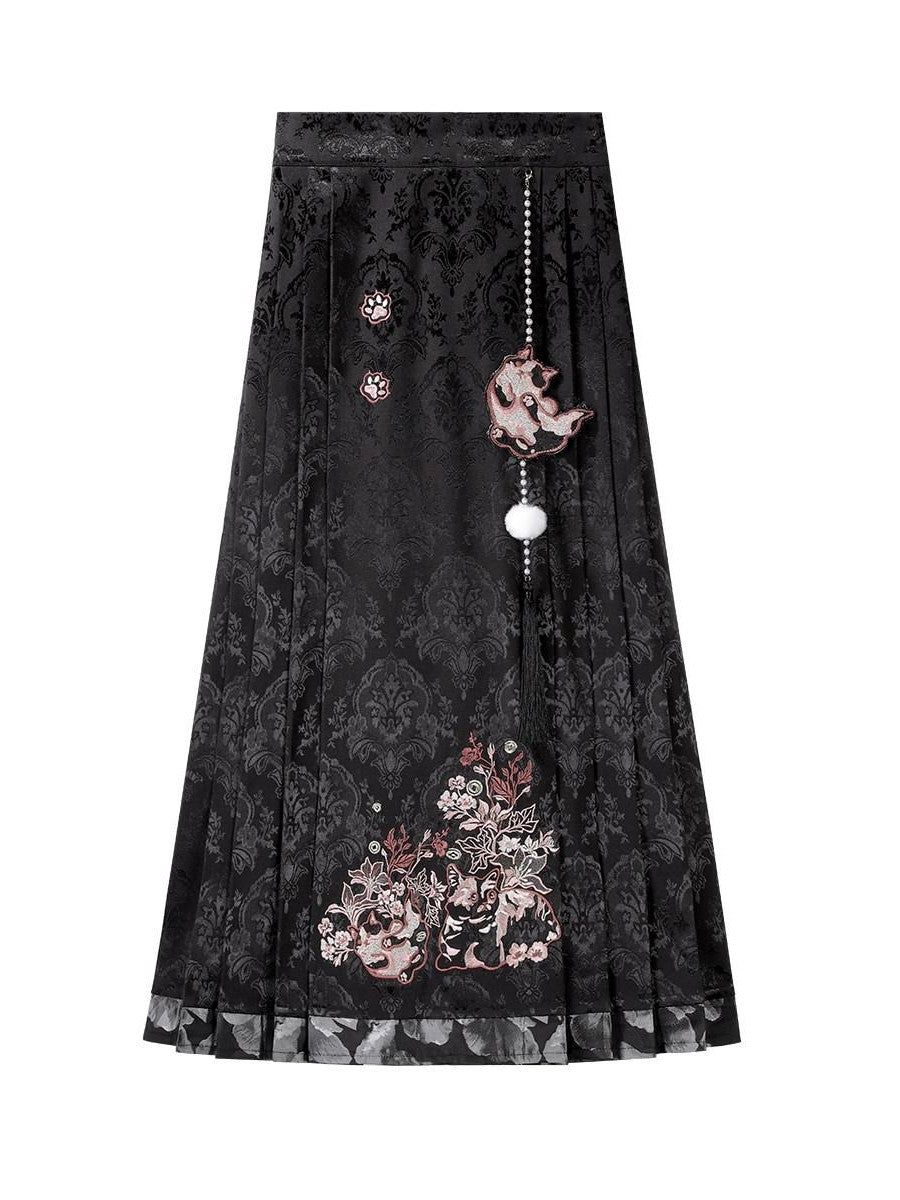 Sweet Promise Hanfu Retro Mamian Skirt Cross Collar Vest New Chinese Style Women's Skirt Sets