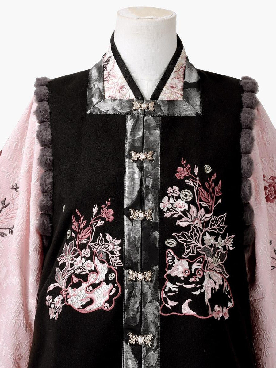 Sweet Promise Hanfu Retro Mamian Skirt Cross Collar Vest New Chinese Style Women's Skirt Sets