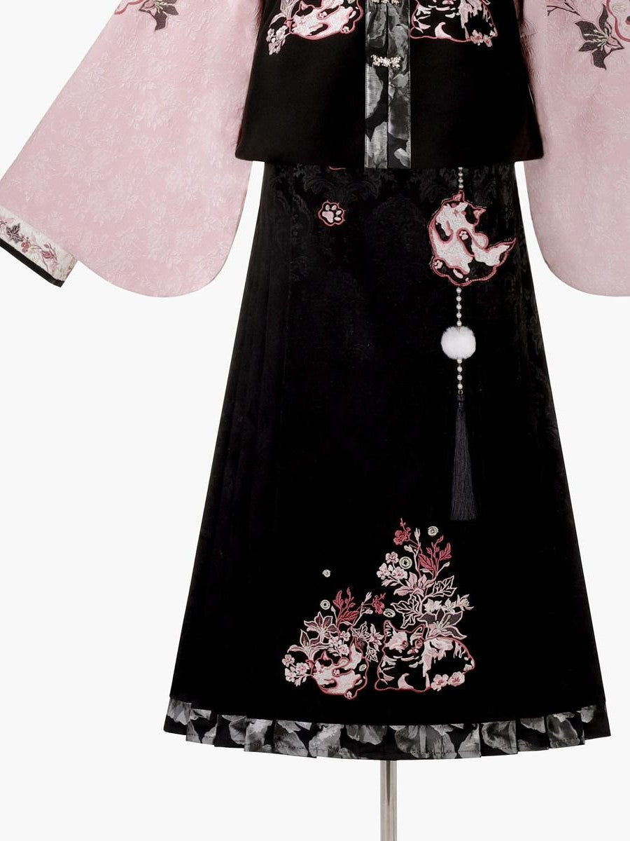 Sweet Promise Hanfu Retro Mamian Skirt Cross Collar Vest New Chinese Style Women's Skirt Sets