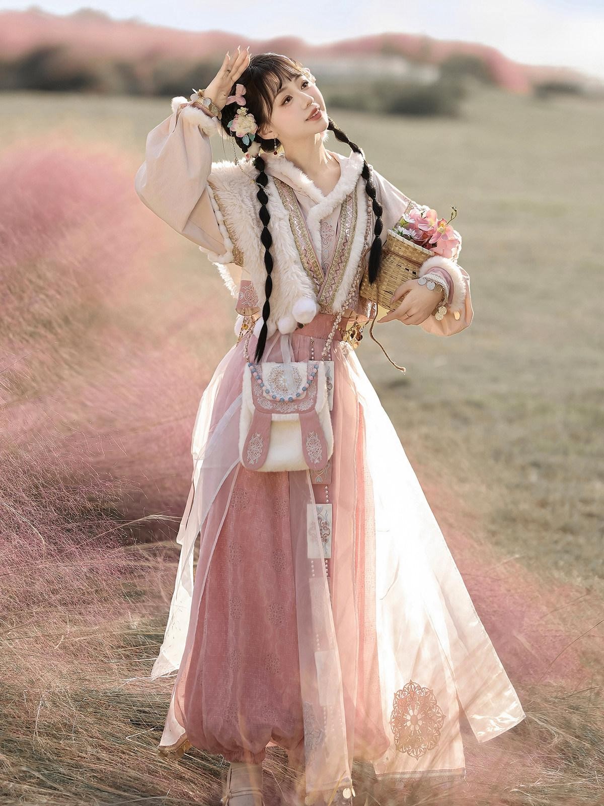 Sweet Promise Improved Hanfu Han Elements Song Pants Ethnic Women's Polyester Skirt Sets