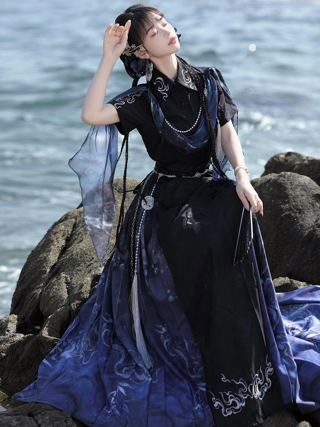 Sweet Promise Improved Hanfu Mamian Two Piece Women's Chinese Ethnic Skirt Sets