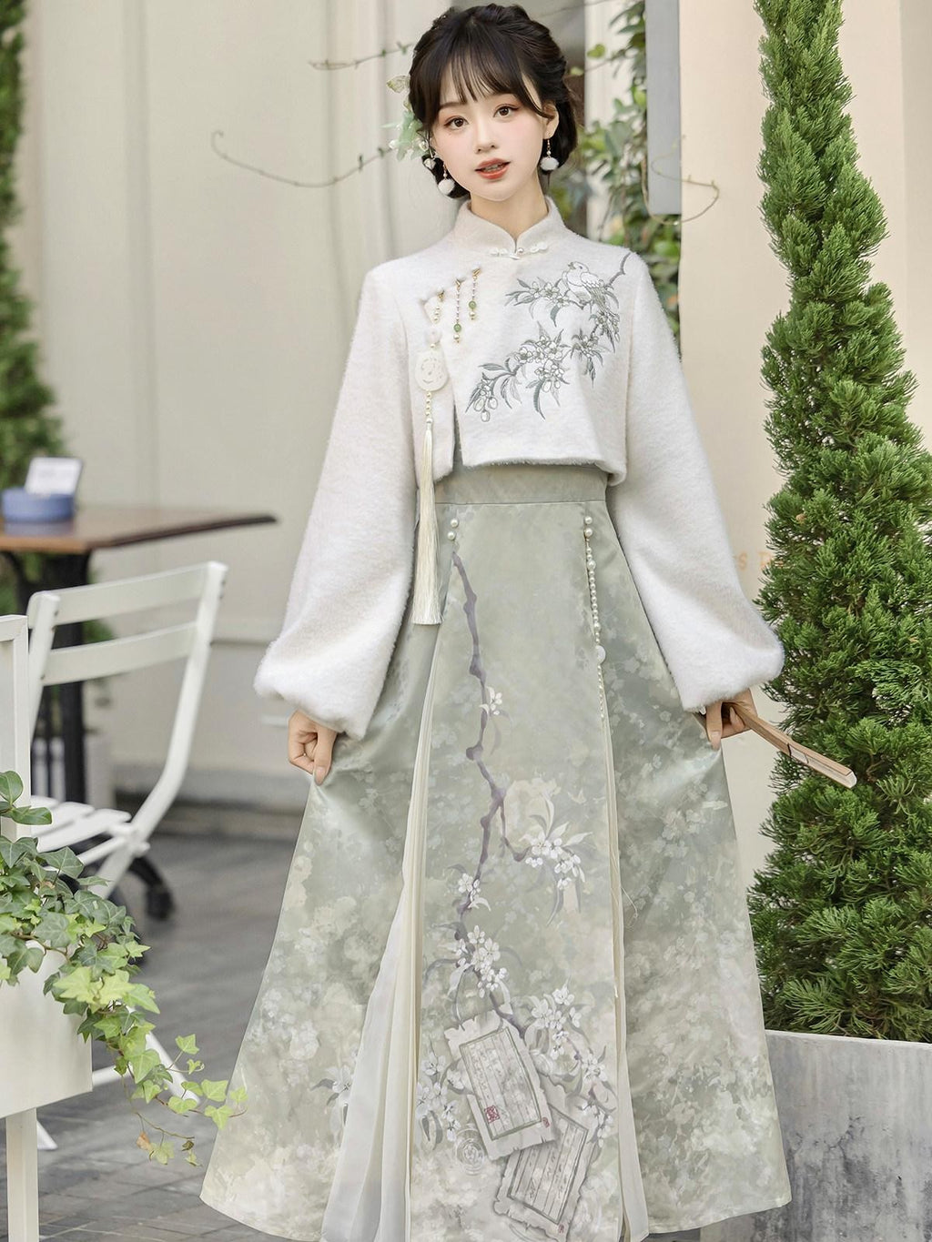 Sweet Promise Jacquard Hanfu Inspired Modified Ming Style Women's Polyester Op Sets