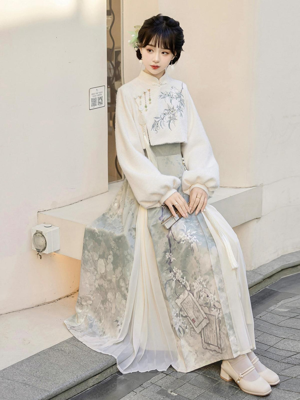 Sweet Promise Jacquard Hanfu Inspired Modified Ming Style Women's Polyester Op Sets