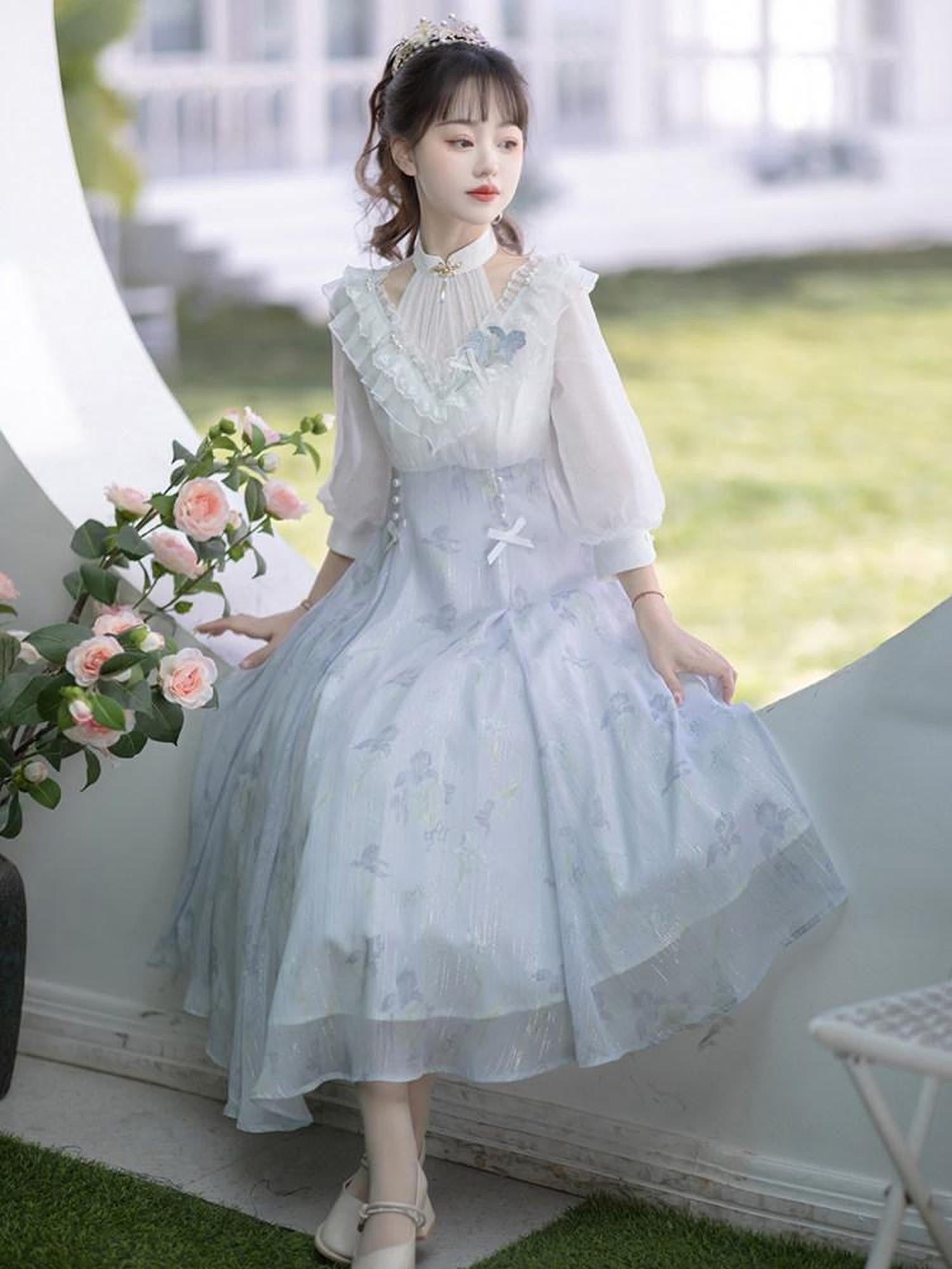 Sweet Promise Light Lolita Floral Tea Party Cottagecore Women's Short Sleeve Op