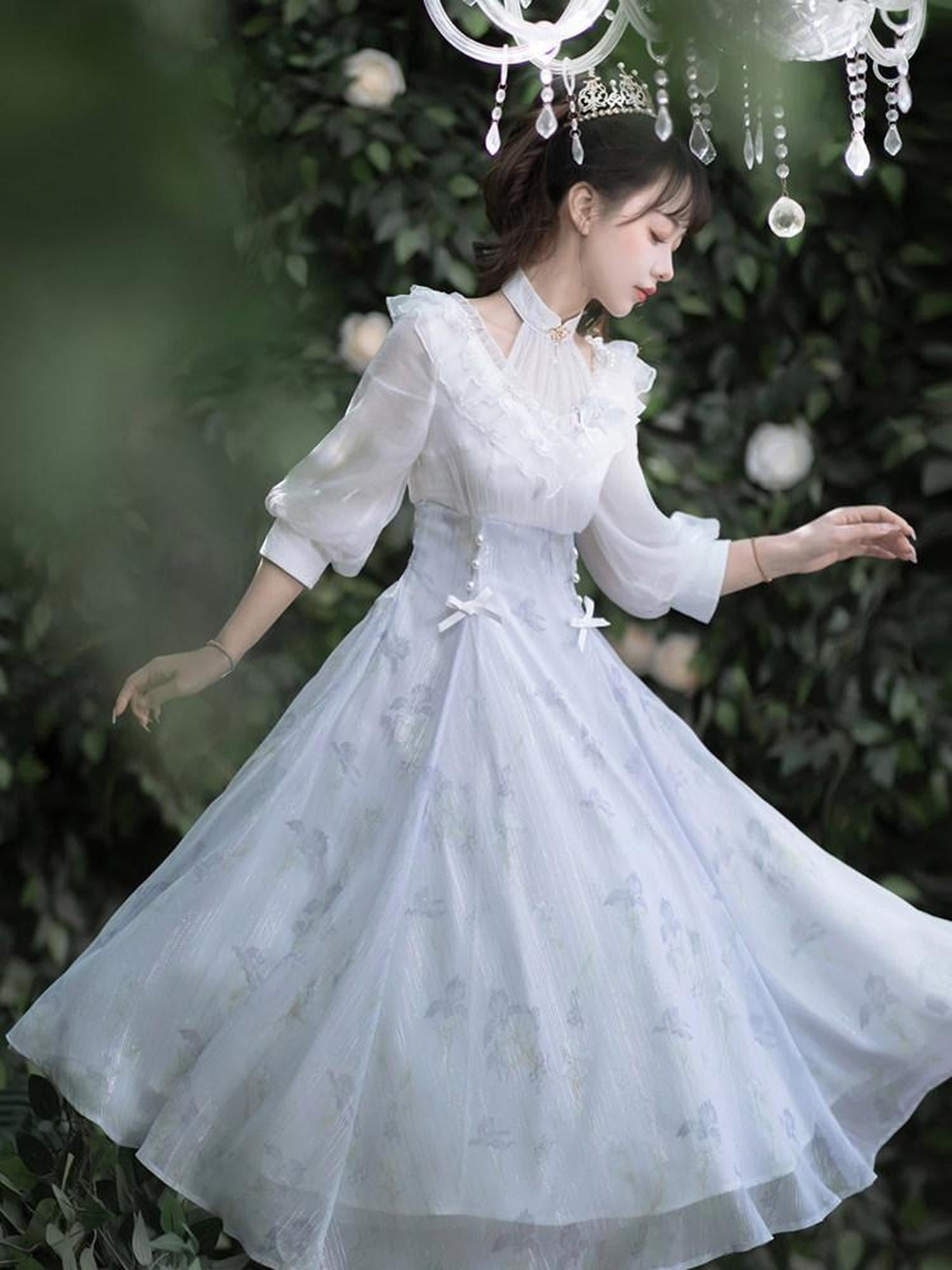 Sweet Promise Light Lolita Floral Tea Party Cottagecore Women's Short Sleeve Op