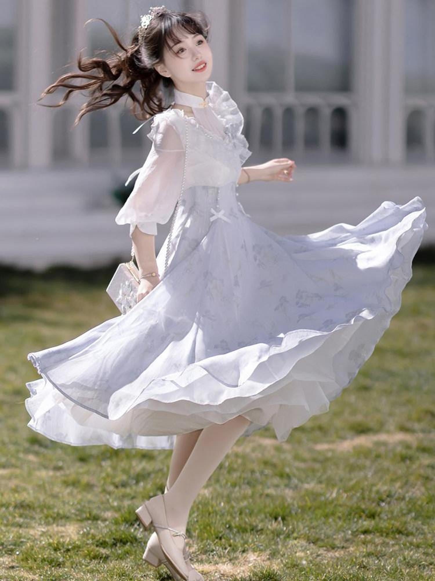 Sweet Promise Light Lolita Floral Tea Party Cottagecore Women's Short Sleeve Op