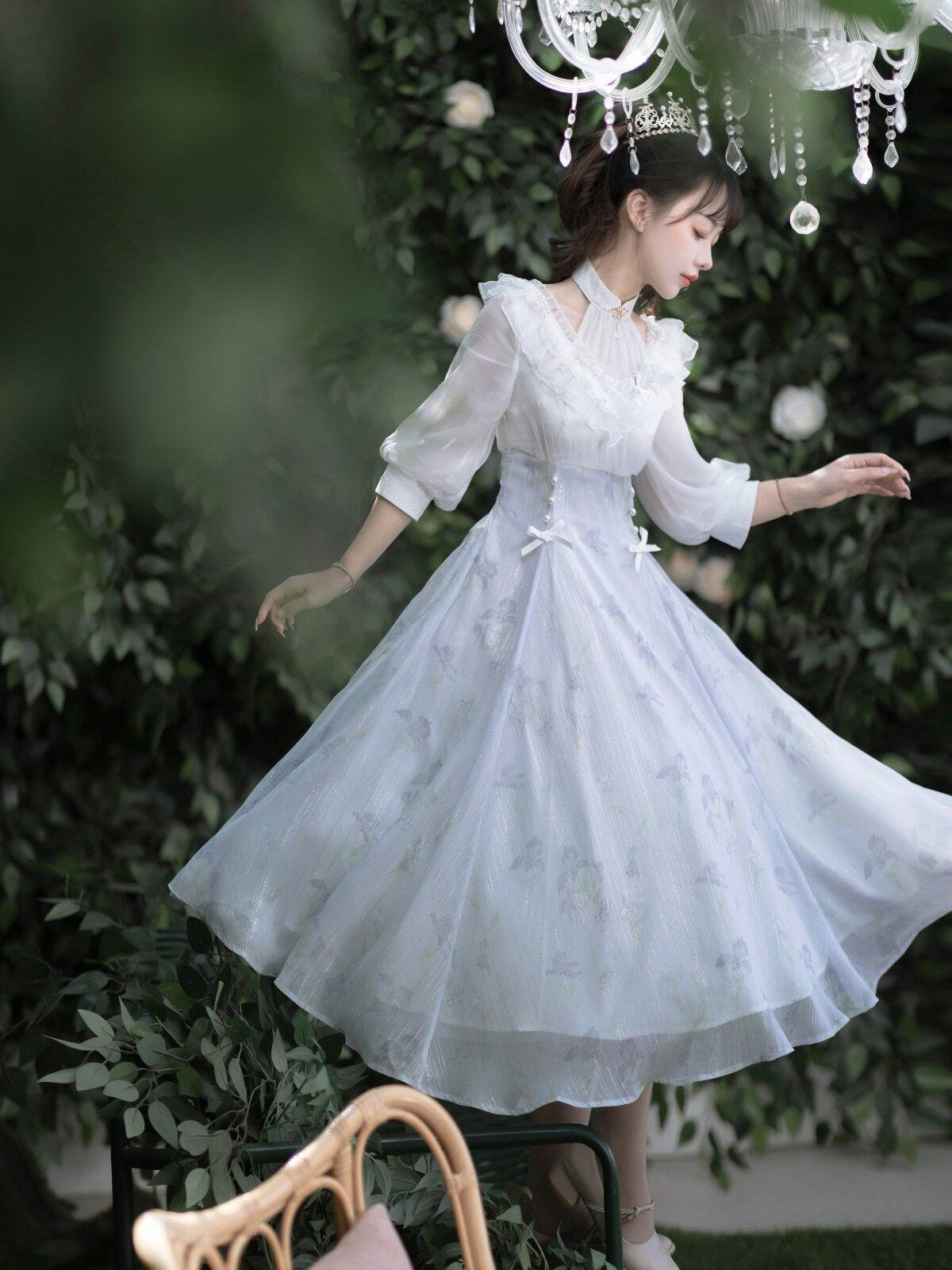 Sweet Promise Light Lolita Floral Tea Party Cottagecore Women's Short Sleeve Op