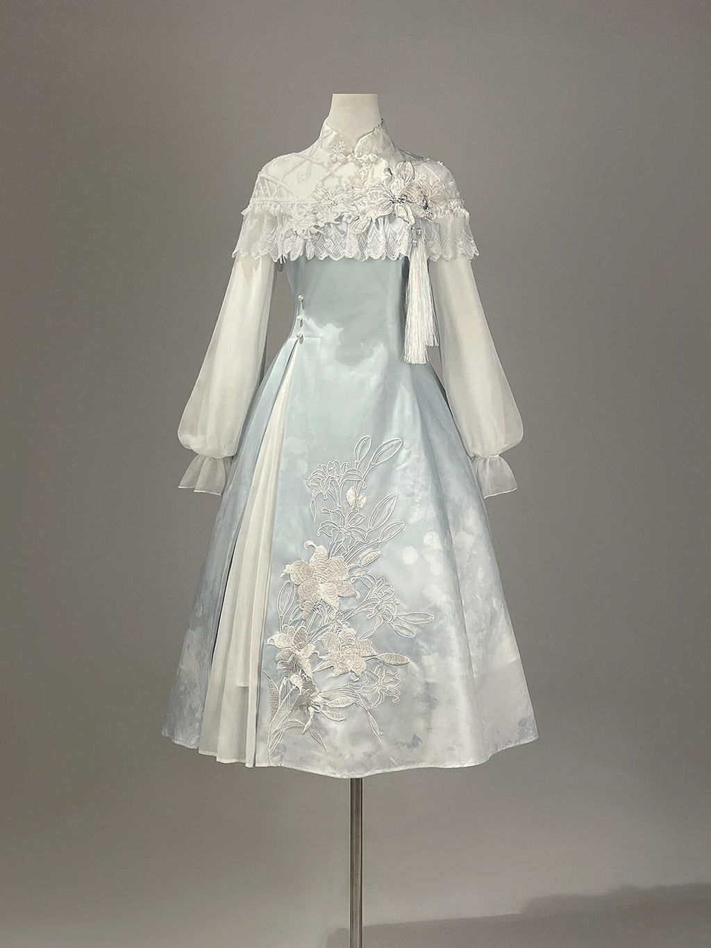 Sweet Promise Lily Dew Lolita A Line Stand Collar Fitted Women's Long Sleeve Op