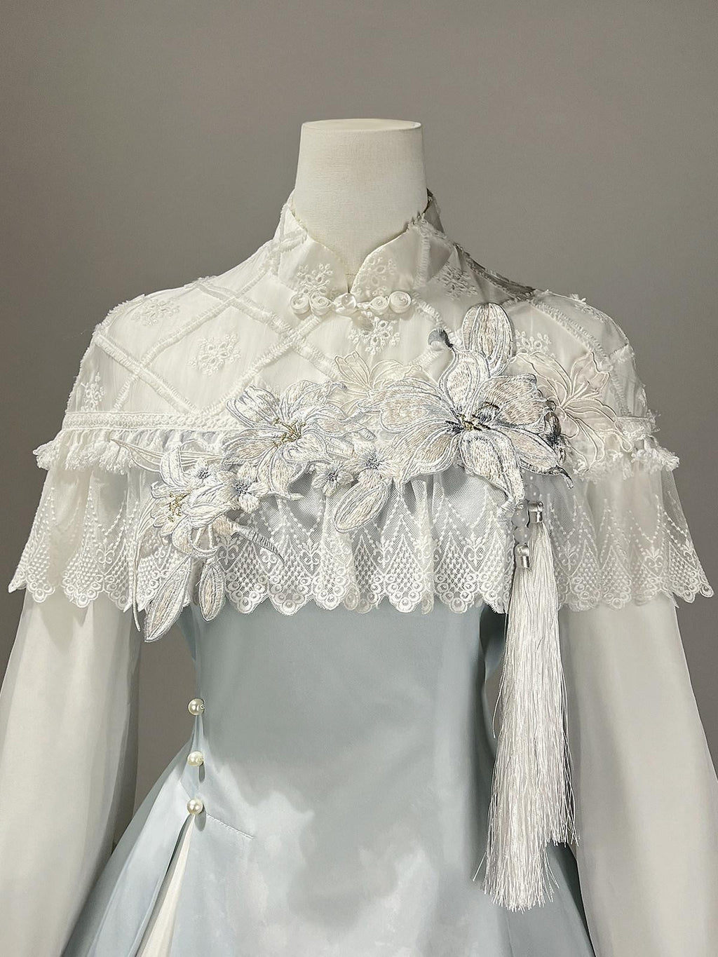 Sweet Promise Lily Dew Lolita A Line Stand Collar Fitted Women's Long Sleeve Op