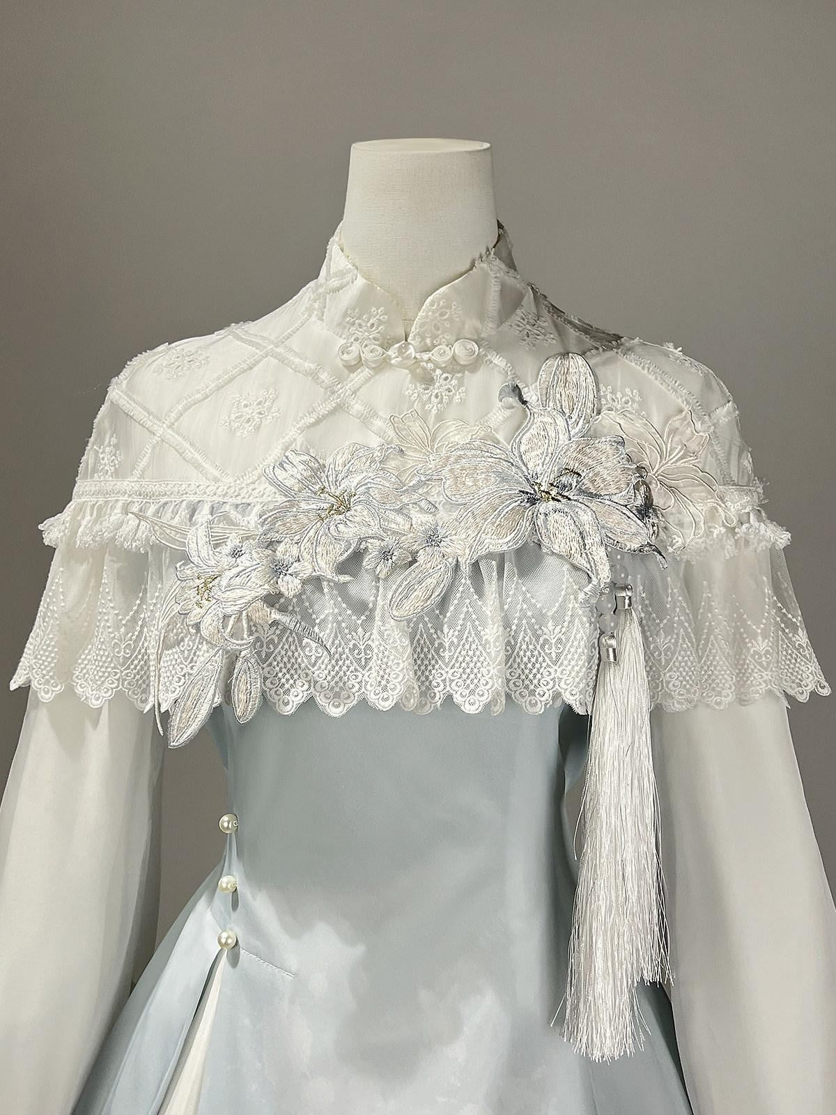 Sweet Promise Lily Dew Lolita A Line Stand Collar Fitted Women's Long Sleeve Op